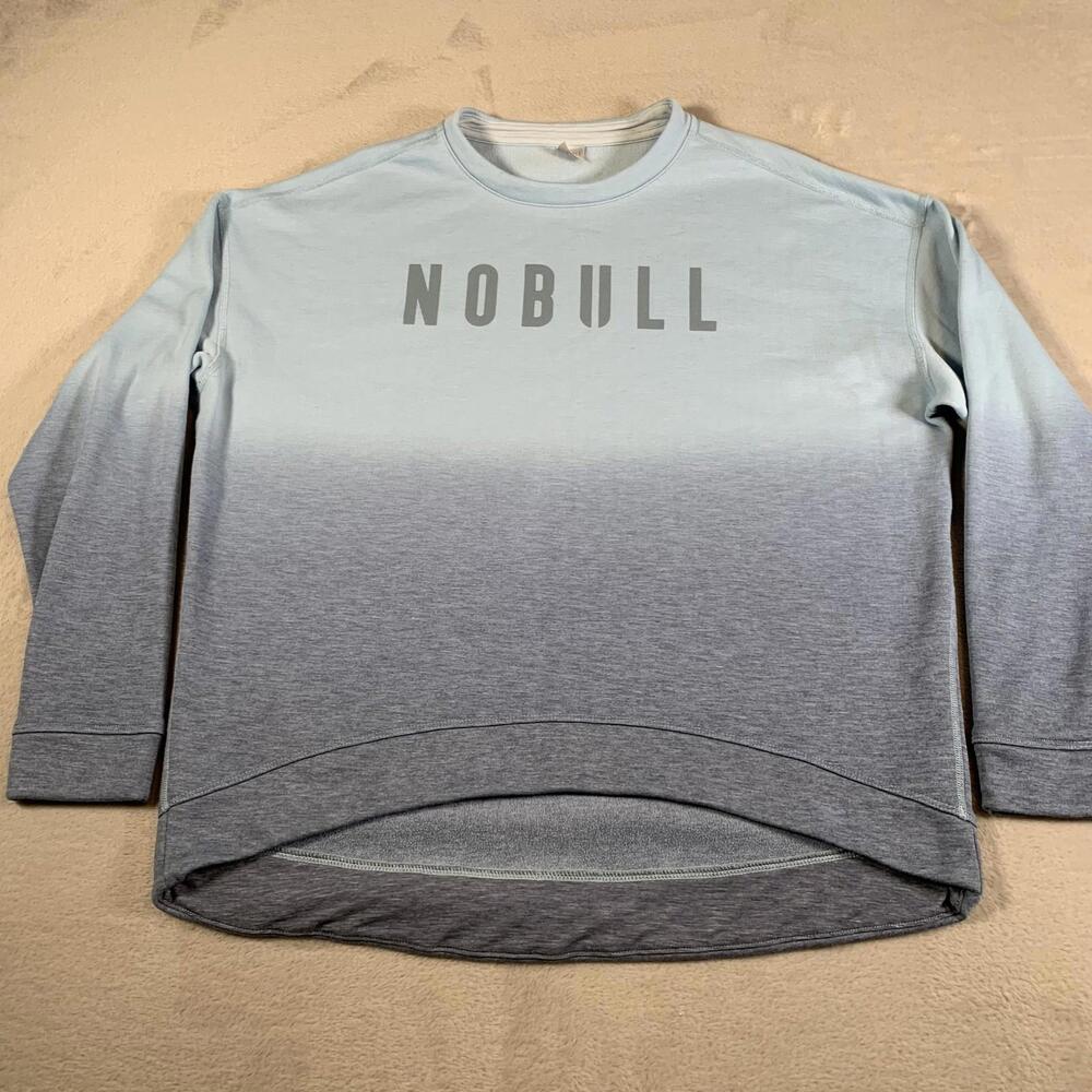NOBULL Sweater Mens Medium Blue‎ Gray Ombre Pullover Crewneck Athletic Workout
